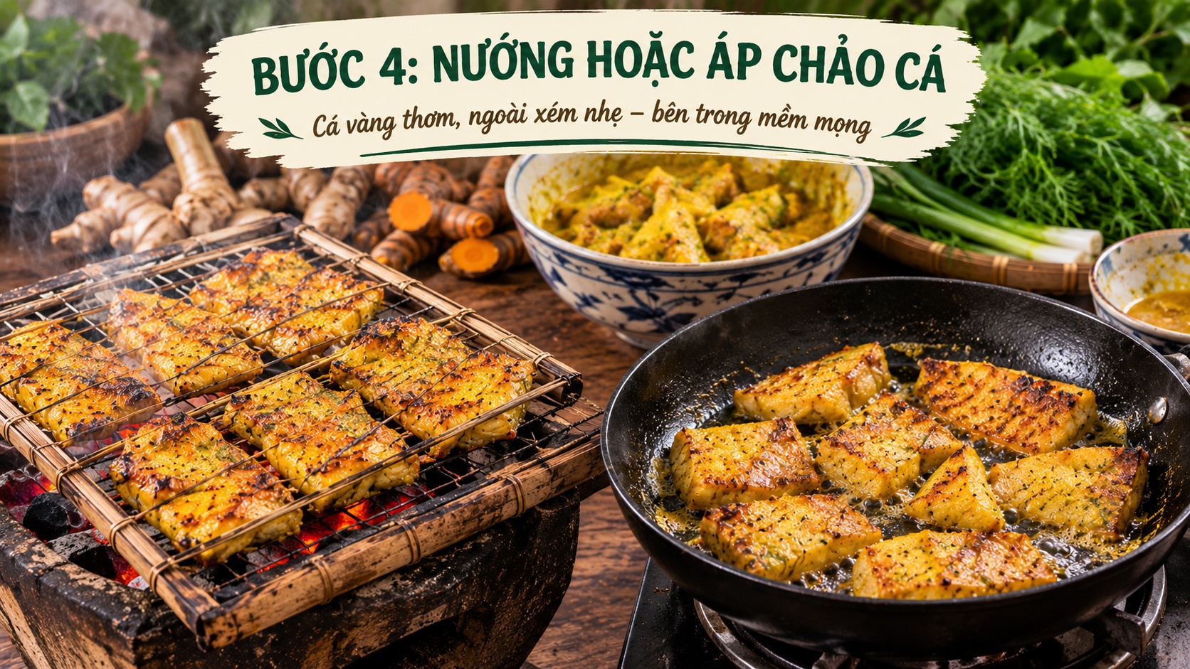 Bước 4: Nướng hoặc áp chảo cá